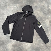 STONE ISLAND HOODED SOFT SHELL JACKET BLACK *SALE*