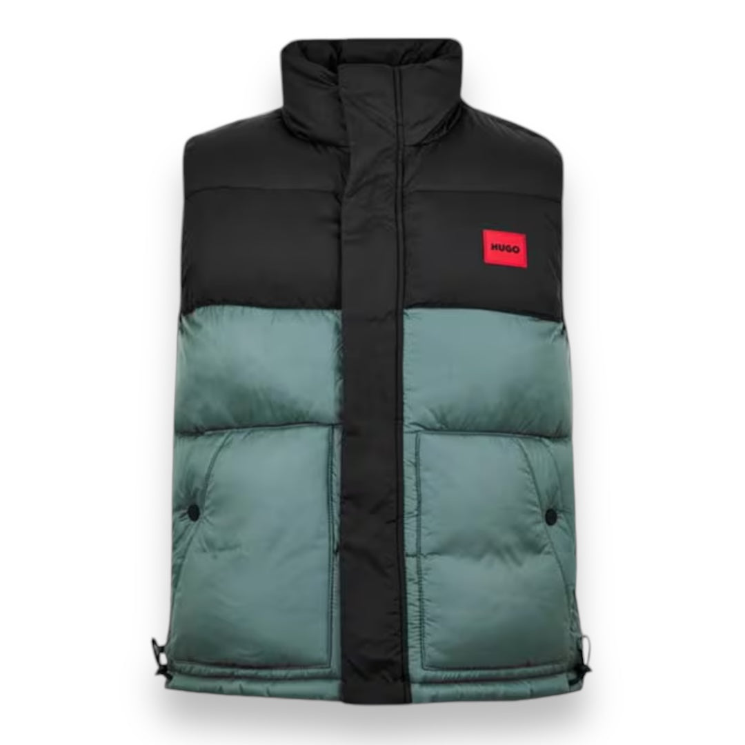 HUGO RED PATCH PUFFER GILET JACKET GREEN