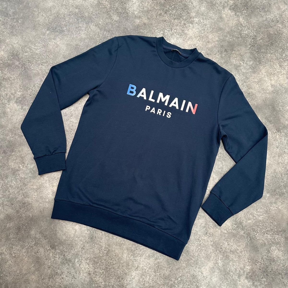 BALMAIN PARIS FRANCE LOGO SWEATSHIRT NAVY BLUE