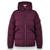 STONE ISLAND HOODED DD PUFFER JACKET BURGUNDY