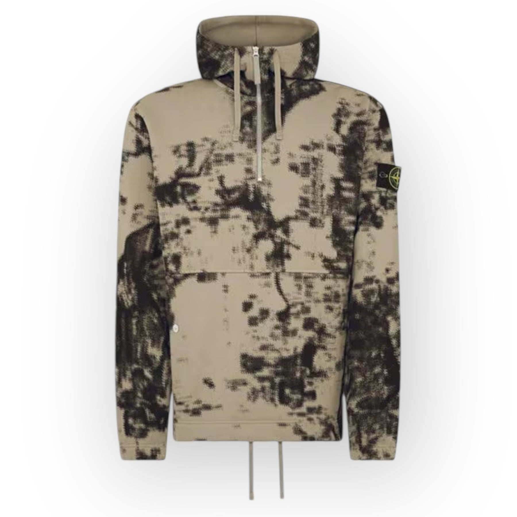 STONE ISLAND DIGI CAMO 1/4 ZIP HOODED SWEATSHIRT BEIGE