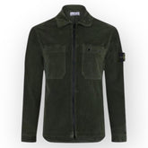 STONE ISLAND ZIP UP CORDUROY OVERSHIRT MUSCHIO GREEN