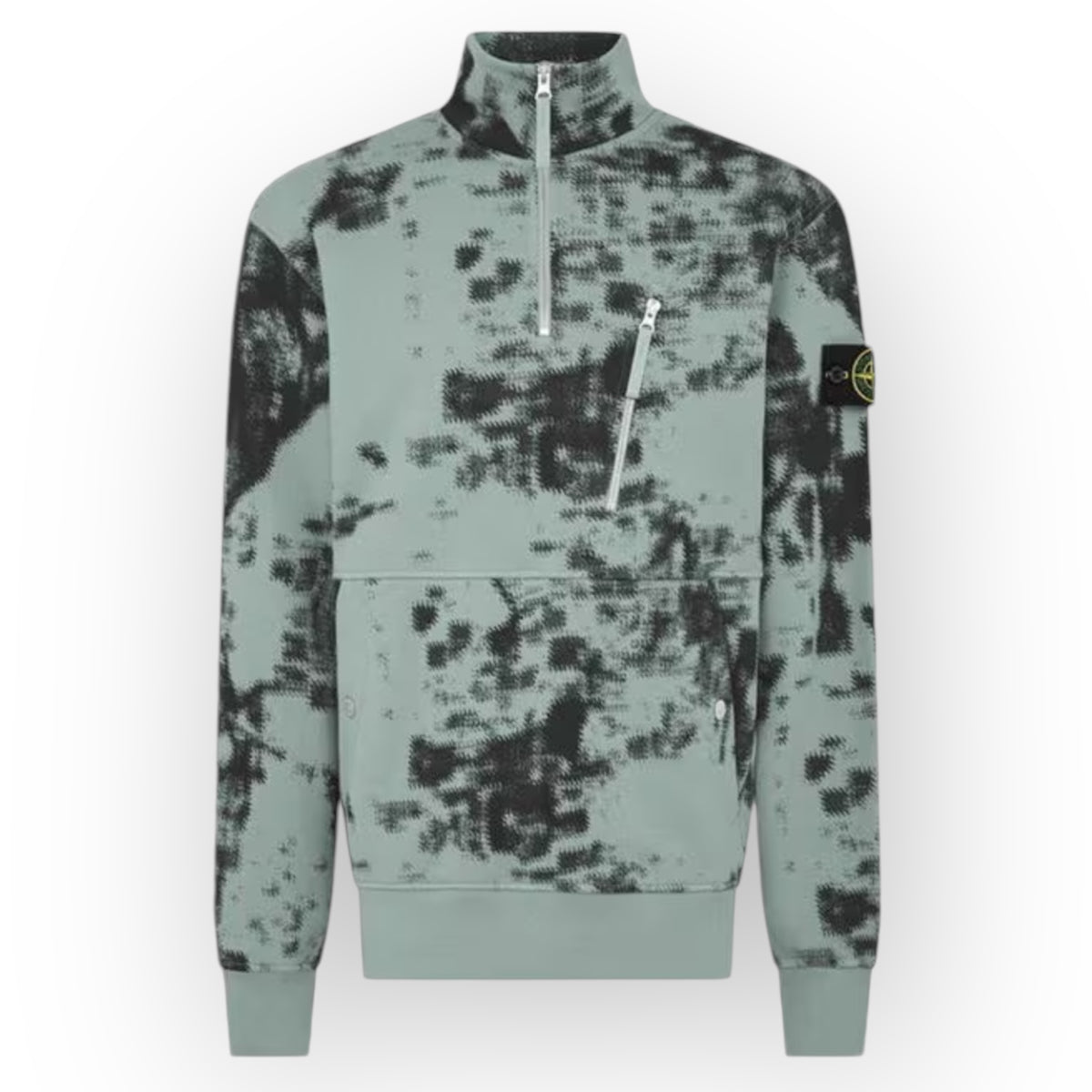 STONE ISLAND DIGI CAMO 1/4 ZIP SWEATSHIRT GREY