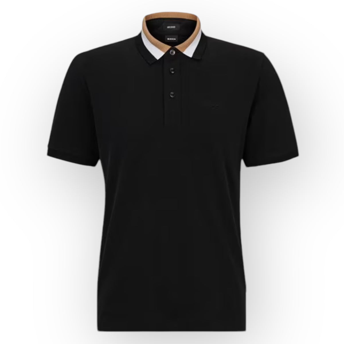 HUGO BOSS TRI COLOUR COLLAR POLO SHIRT BLACK