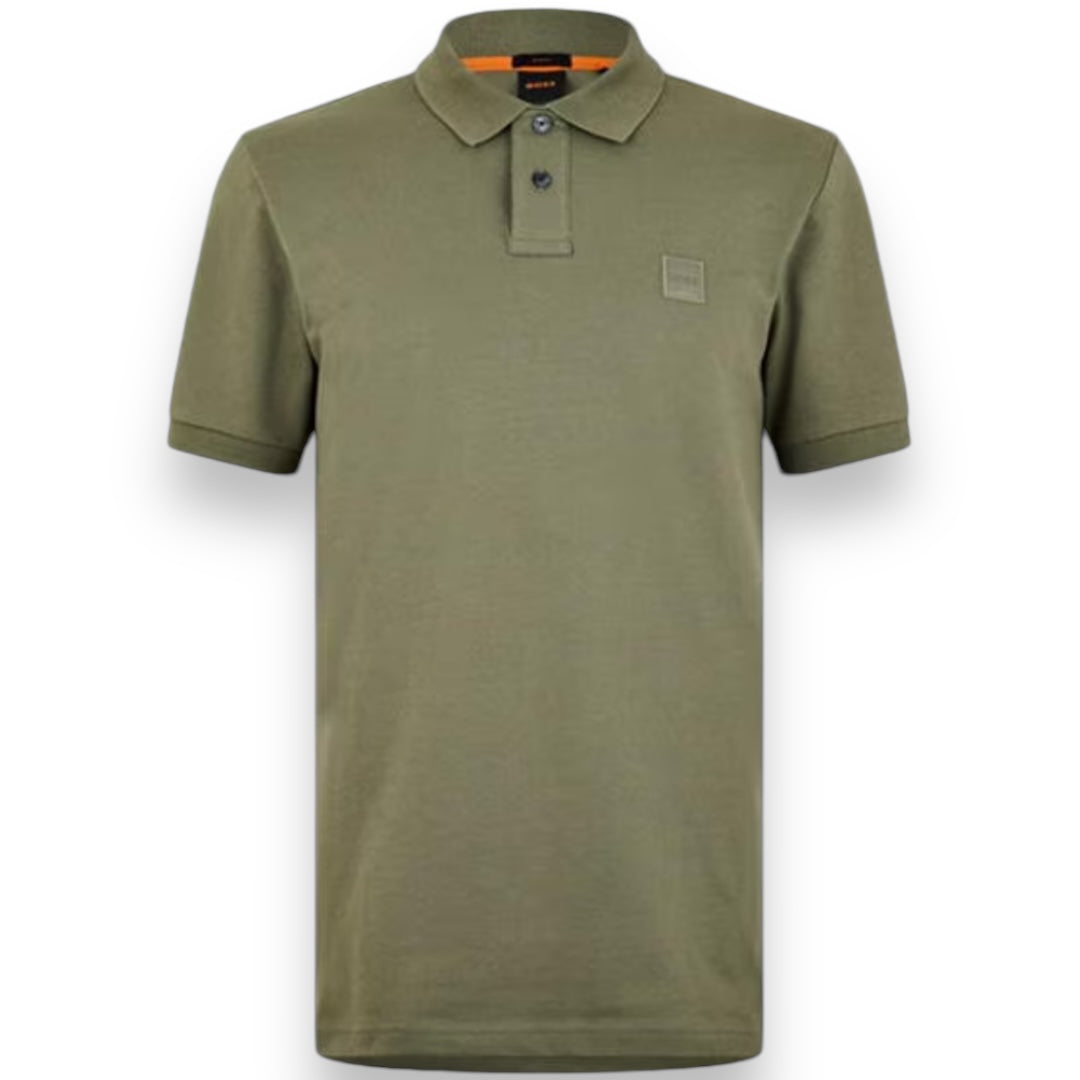 HUGO BOSS PATCH POLO SHIRT KHAKI GREEN