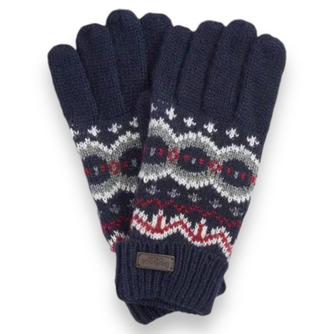 BARBOUR KNITTEDPATTERN GLOVES NAVY BLUE