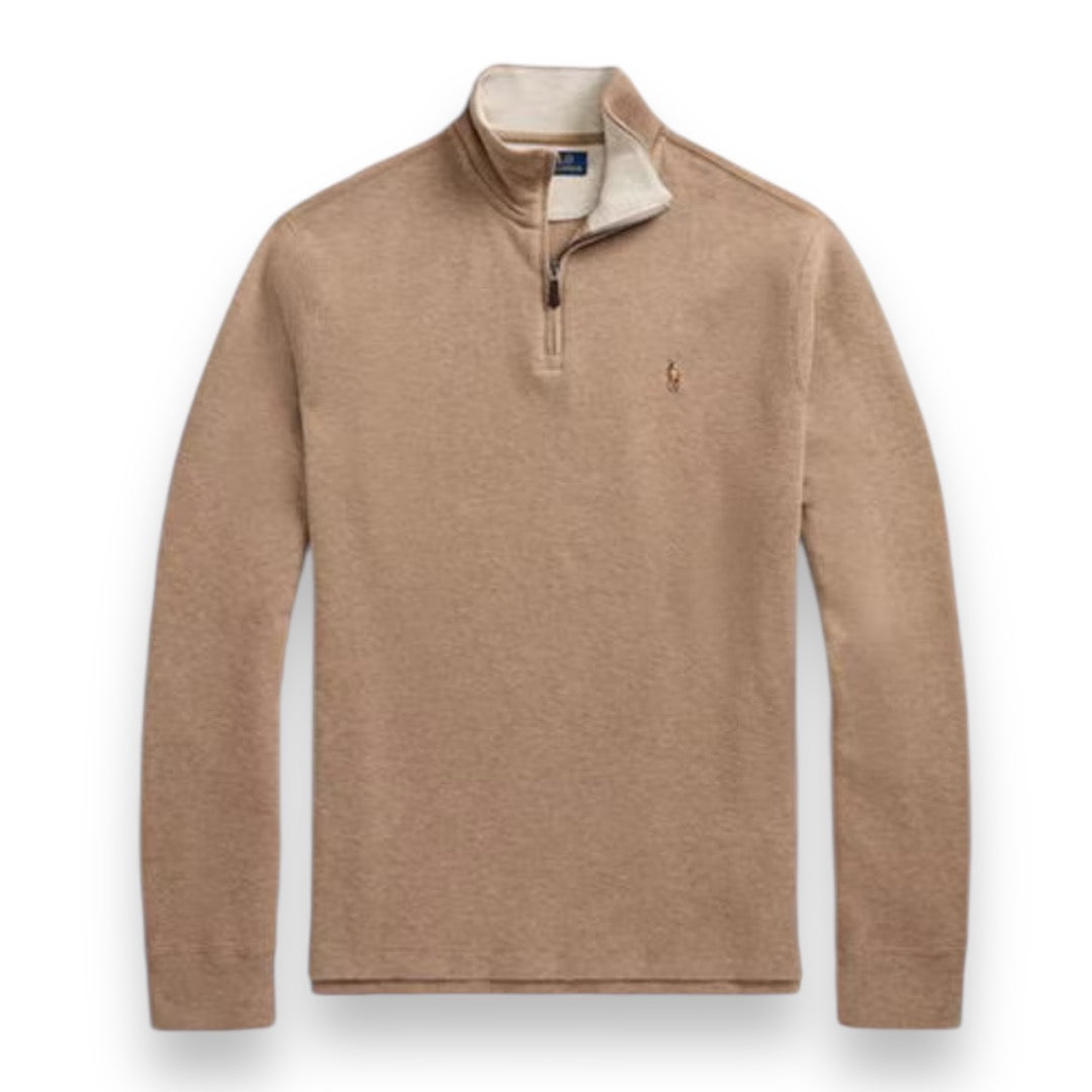 RALPH LAUREN 1/4 ZIP SWEATSHIRT TAN