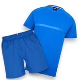 HUGO BOSS STRIPE TRIM T-SHIRT & SWIM SHORTS SET BRIGHT BLUE