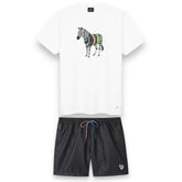 PAUL SMITH LARGE ZEBRA T-SHIRT & SWIM SHORTS SET WHITE / BLACK