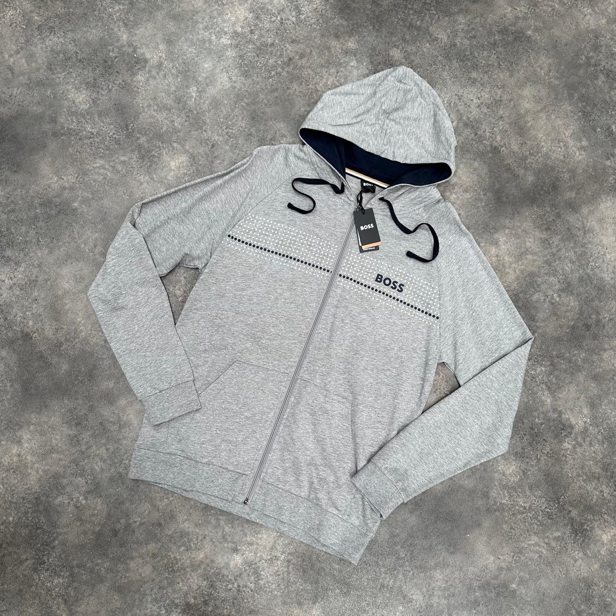 HUGO BOSS FULL ZIP HOODED SWEATSHIRT GREY * SALE *