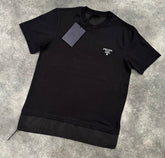 PRADA NYLON BOTTOM TRIM T-SHIRT BLACK