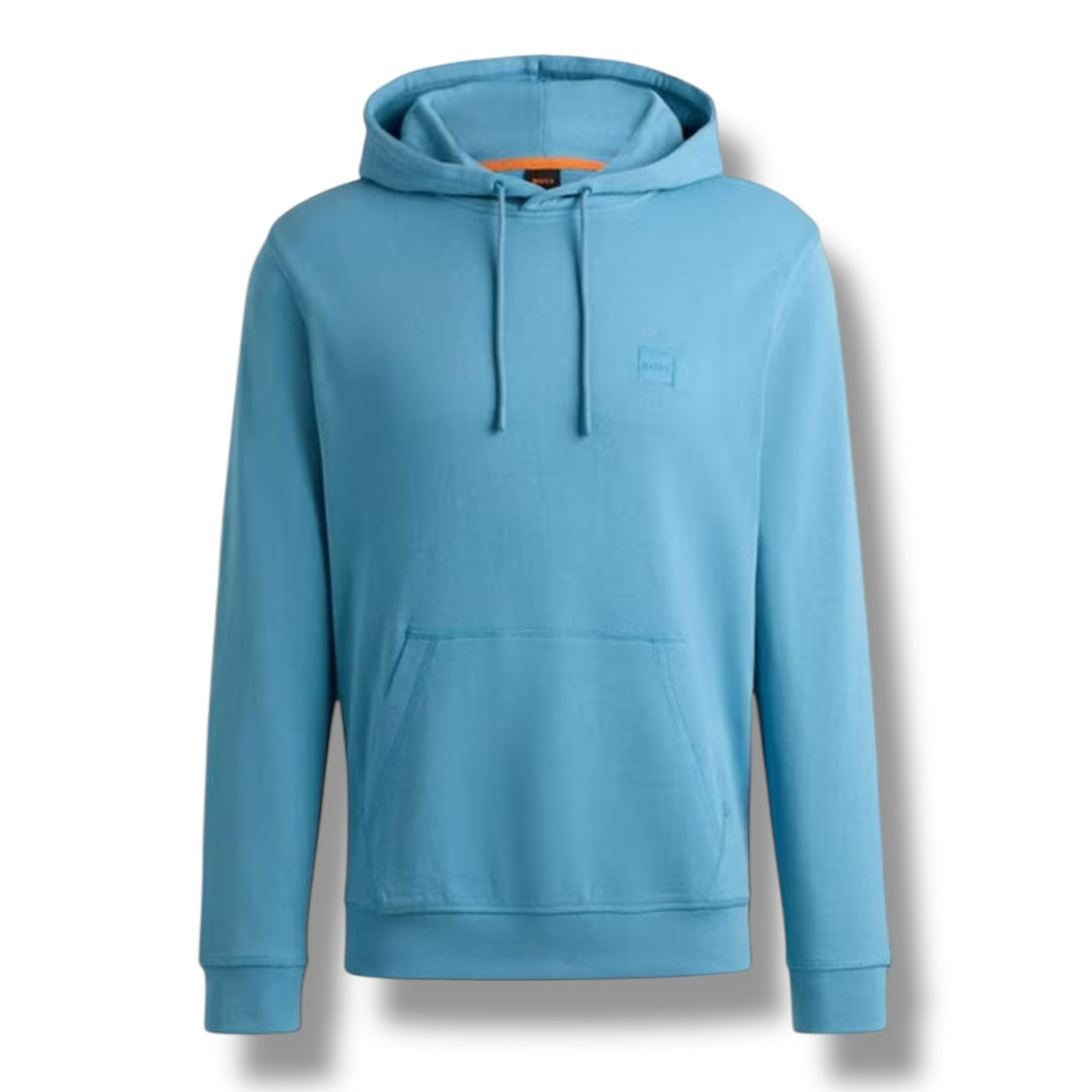 HUGO BOSS PATCH LOGO OTTH HOODIE OPEN BLUE