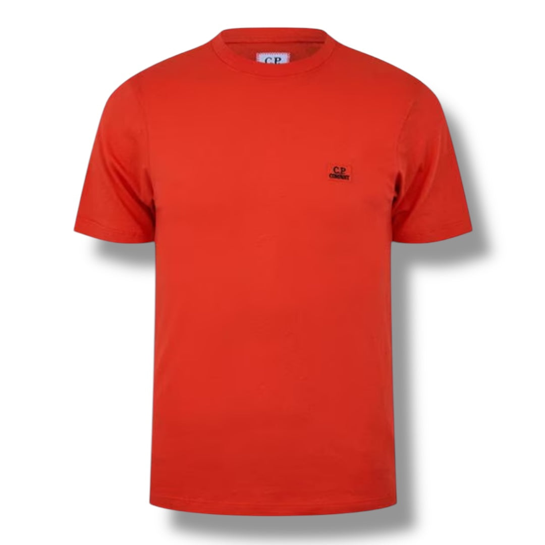 CP COMPANY EMBROIDERED LOGO T-SHIRT RED