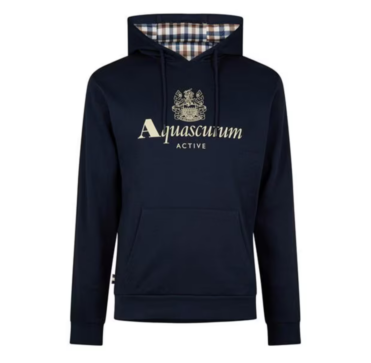 AQUASCUTUM CHECK IN HOOD HOODIE NAVY BLUE