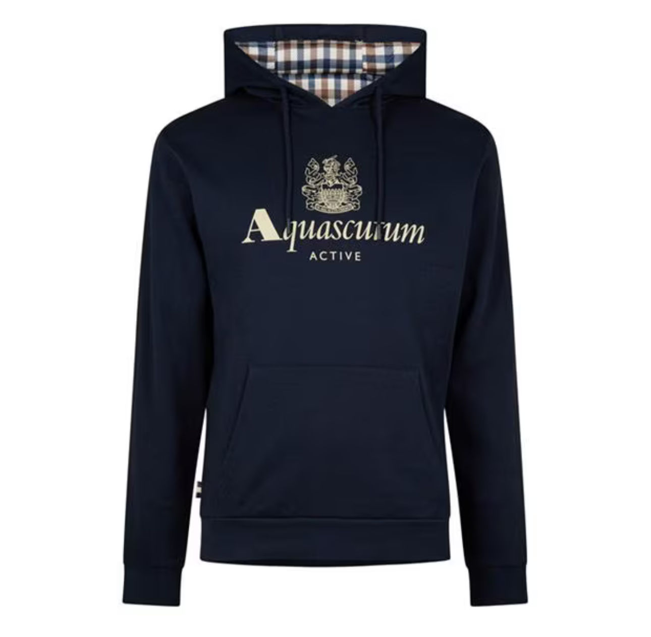 AQUASCUTUM CHECK IN HOOD HOODIE NAVY BLUE