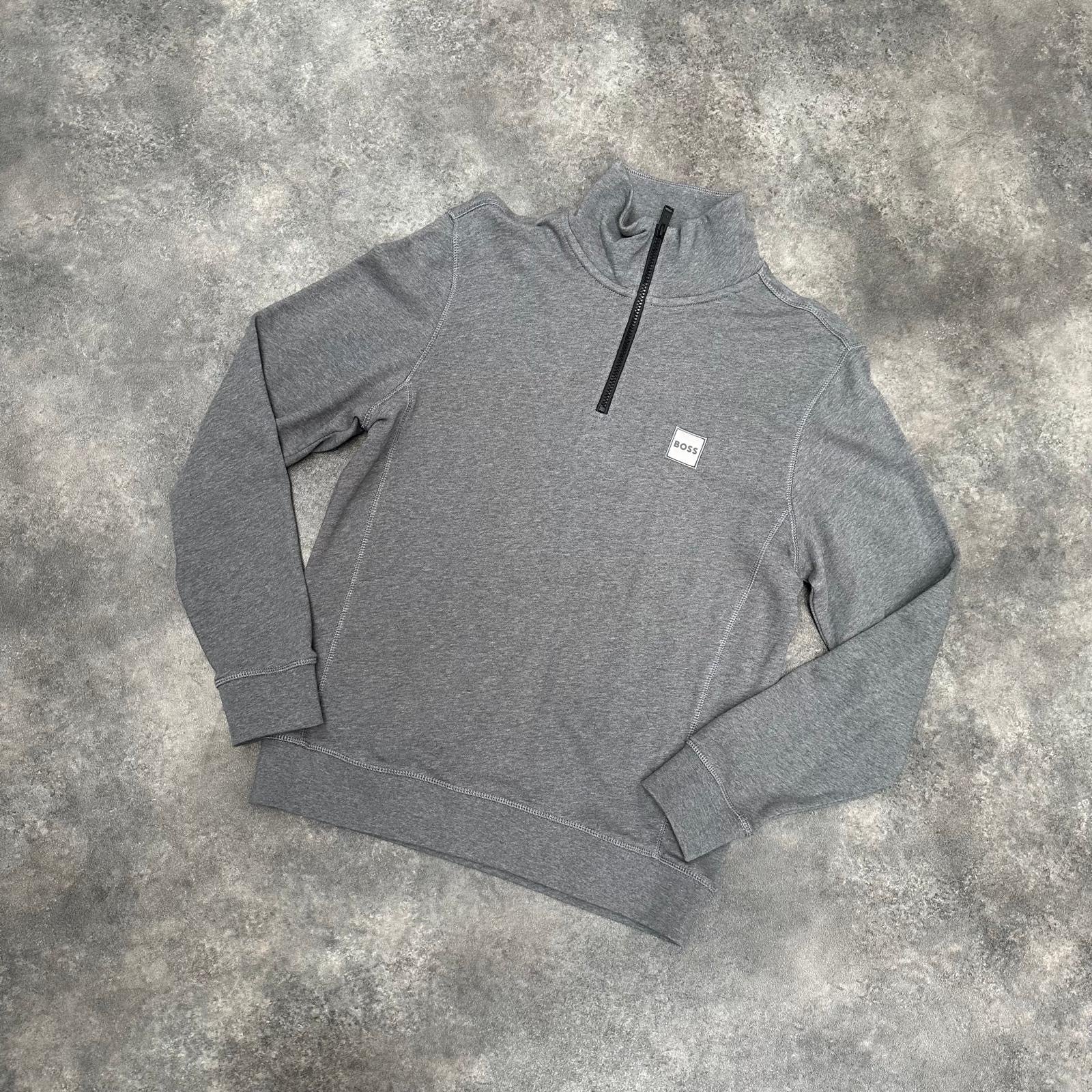 HUGO BOSS 1/4 ZIP SWEATSHIRT GREY * SALE *