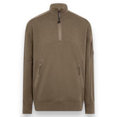 CP COMPANY 1/4 ZIP FUNNEL NECK SWEATSHIRT BUTTERNUT BROWN