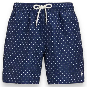 RALPH LAUREN LOGO T-SHIRT & DOTTED SWIM SHORTS SET NAVY - NAVY BLUE