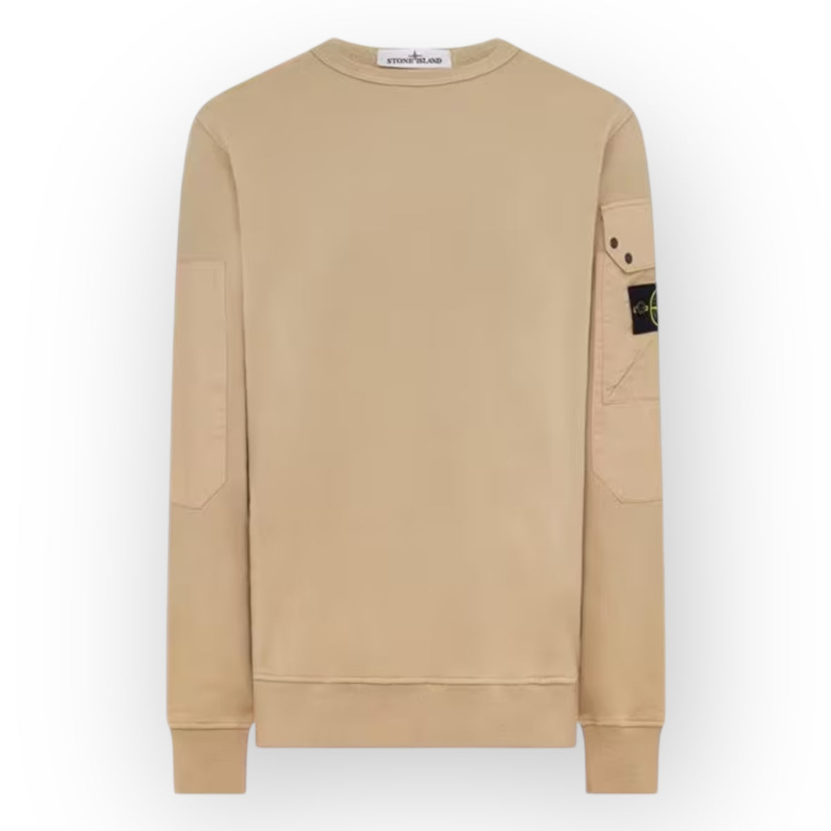 STONE ISLAND CREW NECK ARM POCKET SWEATSHIRT BISCOTTO BEIGE