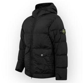 STONE ISLAND HOODED PUFFER JACKET BLACK