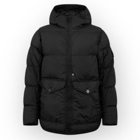 STONE ISLAND HOODED PUFFER JACKET BLACK