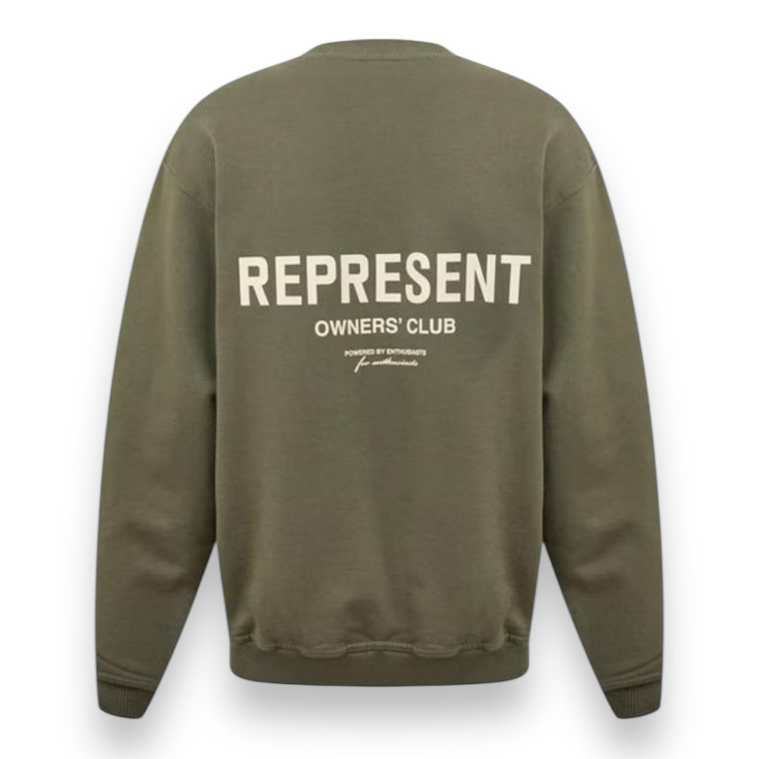 REPRESENT OWNERS CLUB CREW NECK SWEATSHIRT OLIVE GREEN