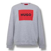 HUGO BOSS HUGO BIG RED PATCH LOGO CREWNECK SWEATSHIRT GREY