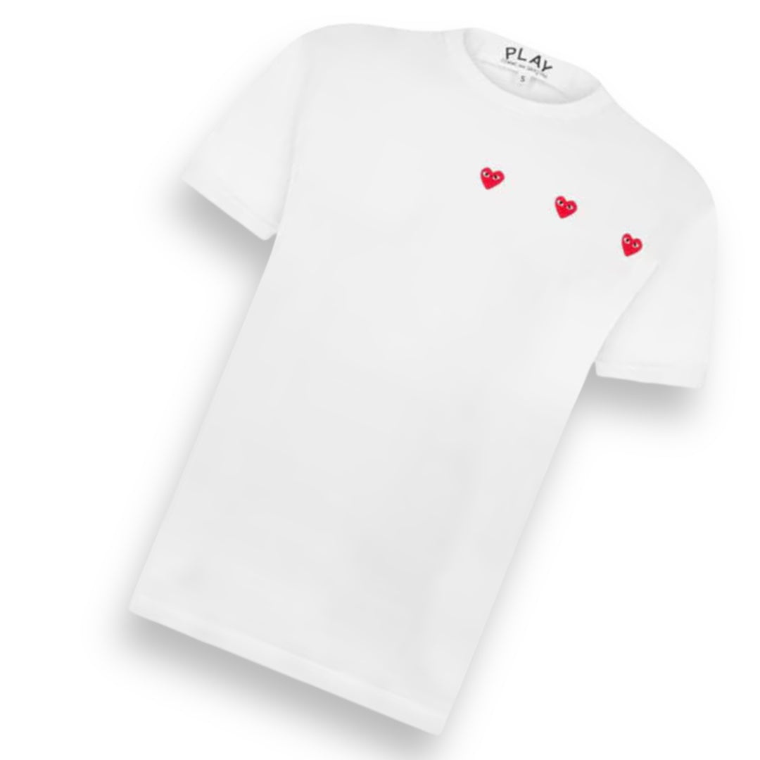 COMME DES GARÇONS PLAY T-SHIRT TRIPLE SMALL HEART WHITE