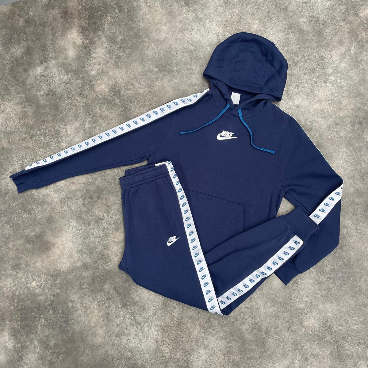 NIKE FULL HOODED TAPE LOGO TRACKSUIT NAVY BLUE