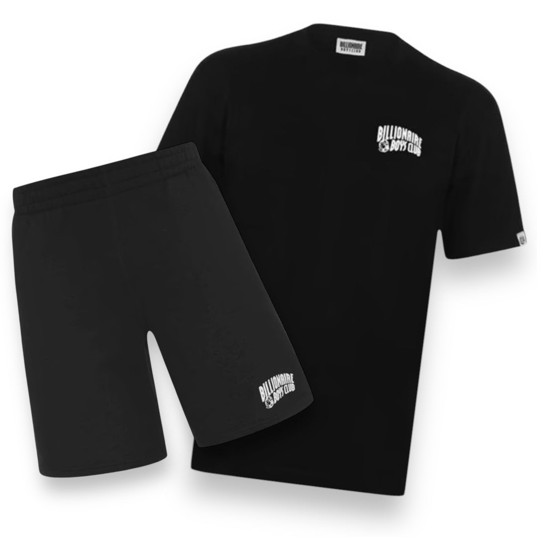 BILLIONAIRE BOYS CLUB SMALL ARCH LOGO T-SHIRT & JERSEY SHORTS COMBO BLACK - BLACK