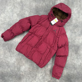 NIKE AIR JORDAN PUFFER HOODED JACKET BURGUNDY