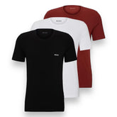 3 PACK HUGO BOSS T-SHIRT BLACK / WHITE / BURGUNDY