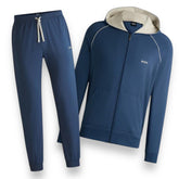 BOSS MIX ZIP UP HOODED TRACK TOP & JOGGERS TRACKSUIT MID BLUE