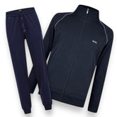 BOSS MIX ZIP UP TRACK TOP & JOGGERS TRACKSUIT NAVY BLUE