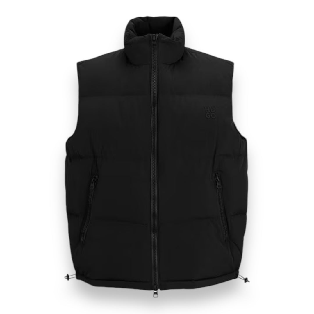 HUGO STACK LOGO PUFFER GILET JACKET BLACK