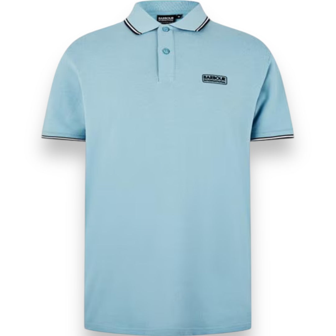 BARBOUR INTERNATIONAL POLO SHIRT TIPPED COLLAR LIGHT BLUE