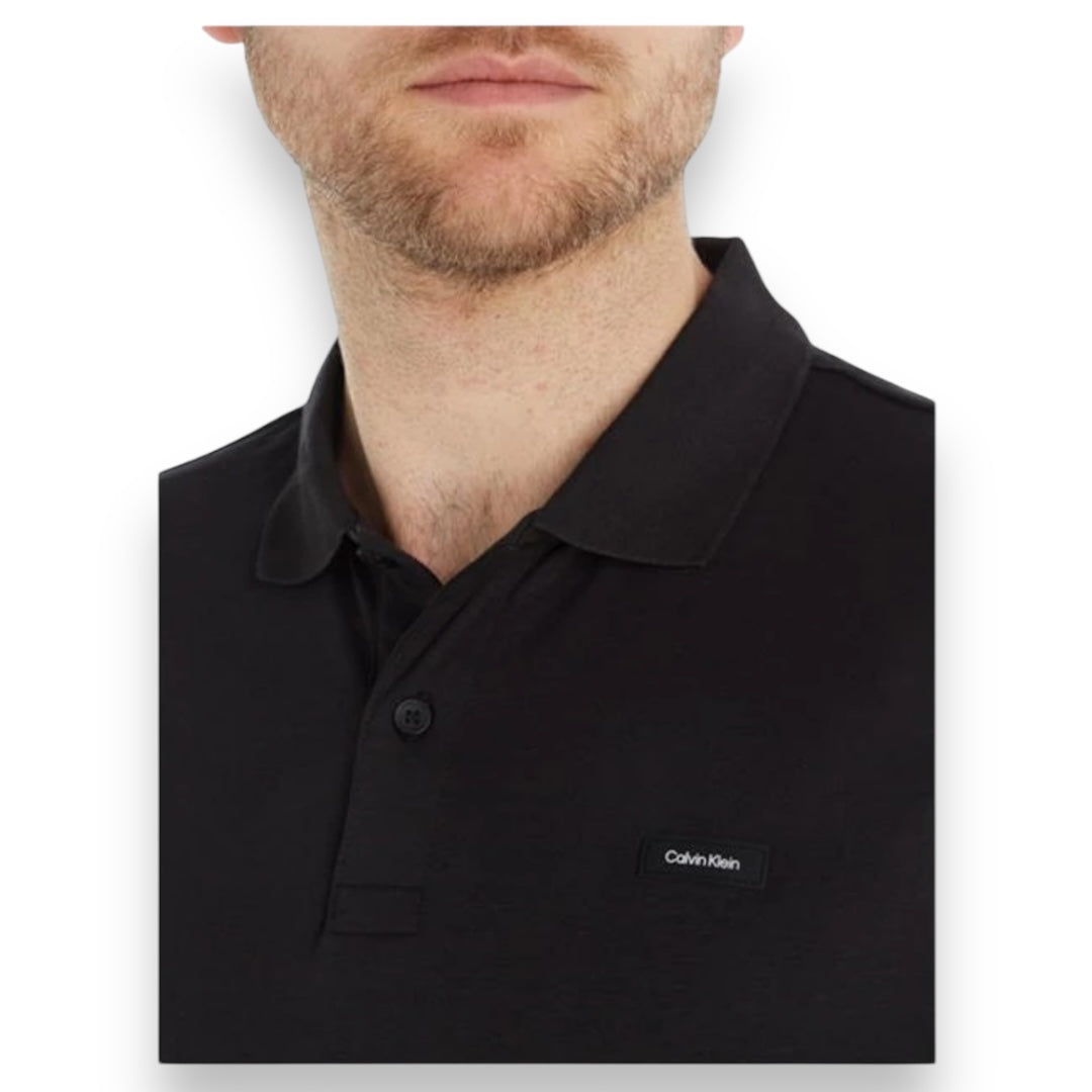 CALVIN KLEIN LIQUID TOUCH SLIM POLO SHIRT BLACK