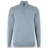 BARBOUR COTTON 1/4 ZIP SWEATER LIGHT BLUE