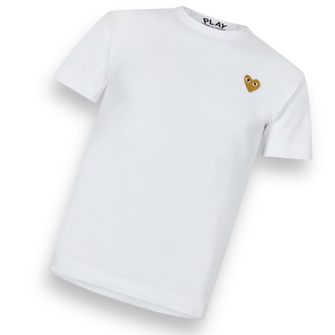 COMME DES GARÇONS PLAY T-SHIRT SMALL GOLD HEART WHITE