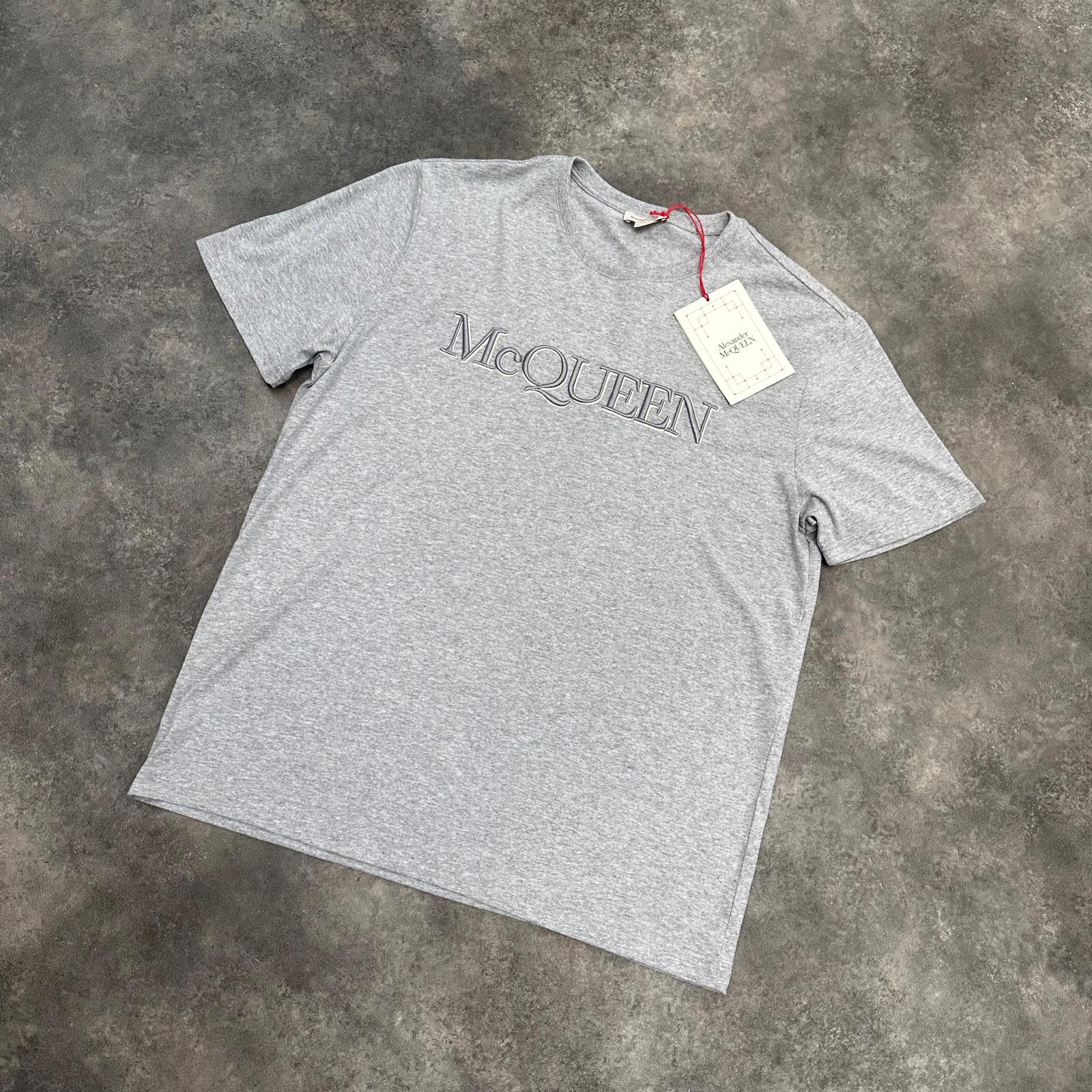 MCQUEEN EMBROIDERED LOGO T-SHIRT GREY