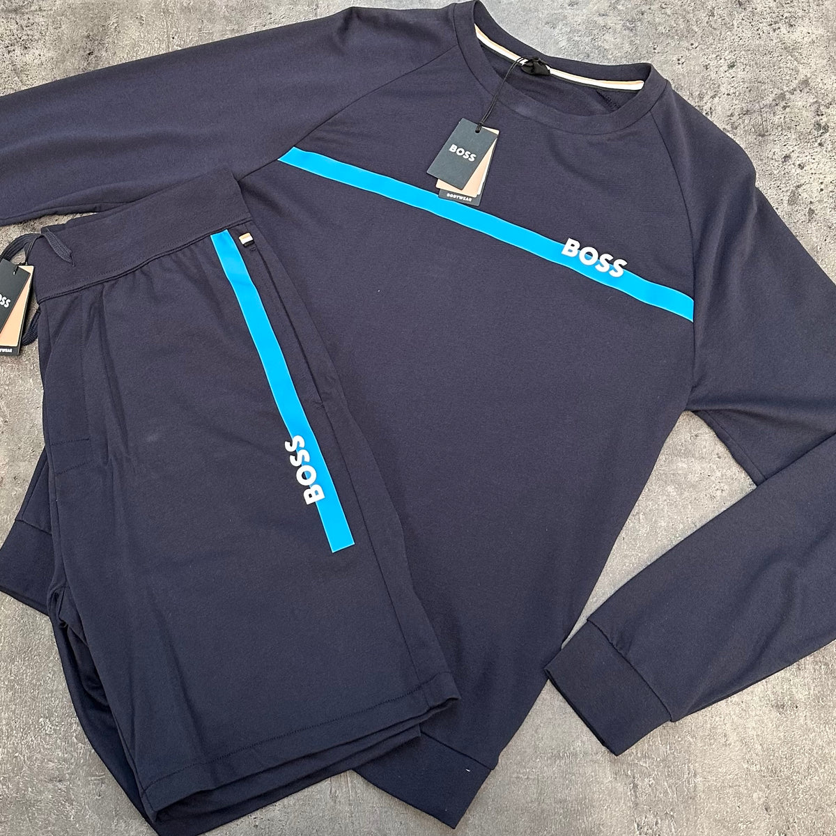 HUGO BOSS SWEATSHIRT & SHORTS COMBO NAVY BLUE *SALE*