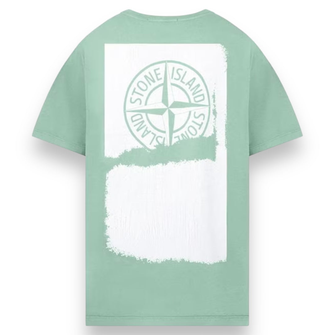 STONE ISLAND PAINT BACK LOGO T-SHIRT LIGHT GREEN