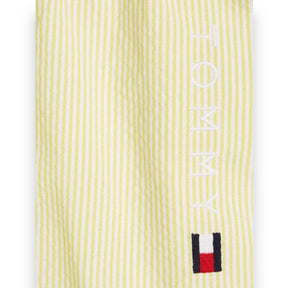 TOMMY HILFIGER FLAG LOGO T-SHIRT & SWIM SHORTS SET WHITE - SEERSUCKER YELLOW