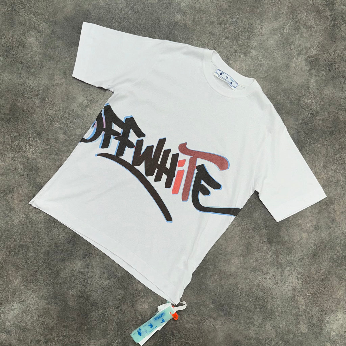 OFF WHITE WHITE WRAP GRAFFITI LOGO T-SHIRT WHITE