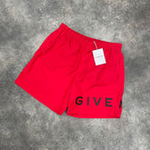 GIVENCHY WRAP AROUND LOGO SWIM SHORTS RED