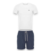 BARBOUR T-SHIRT & SWIM SHORTS SET WHITE & NAVY BLUE