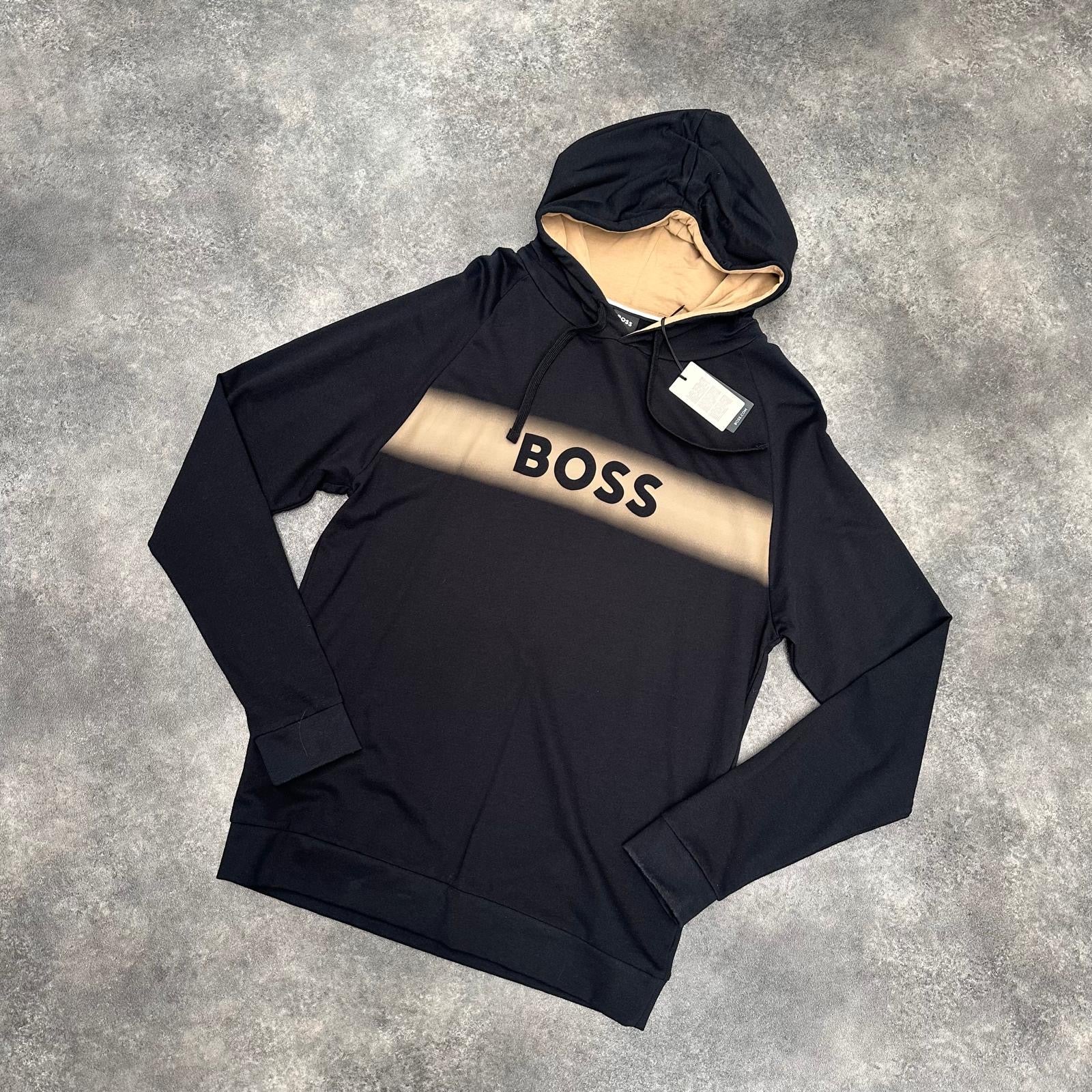 HUGO BOSS HOODED SWEATSHIRT BLACK * SALE *