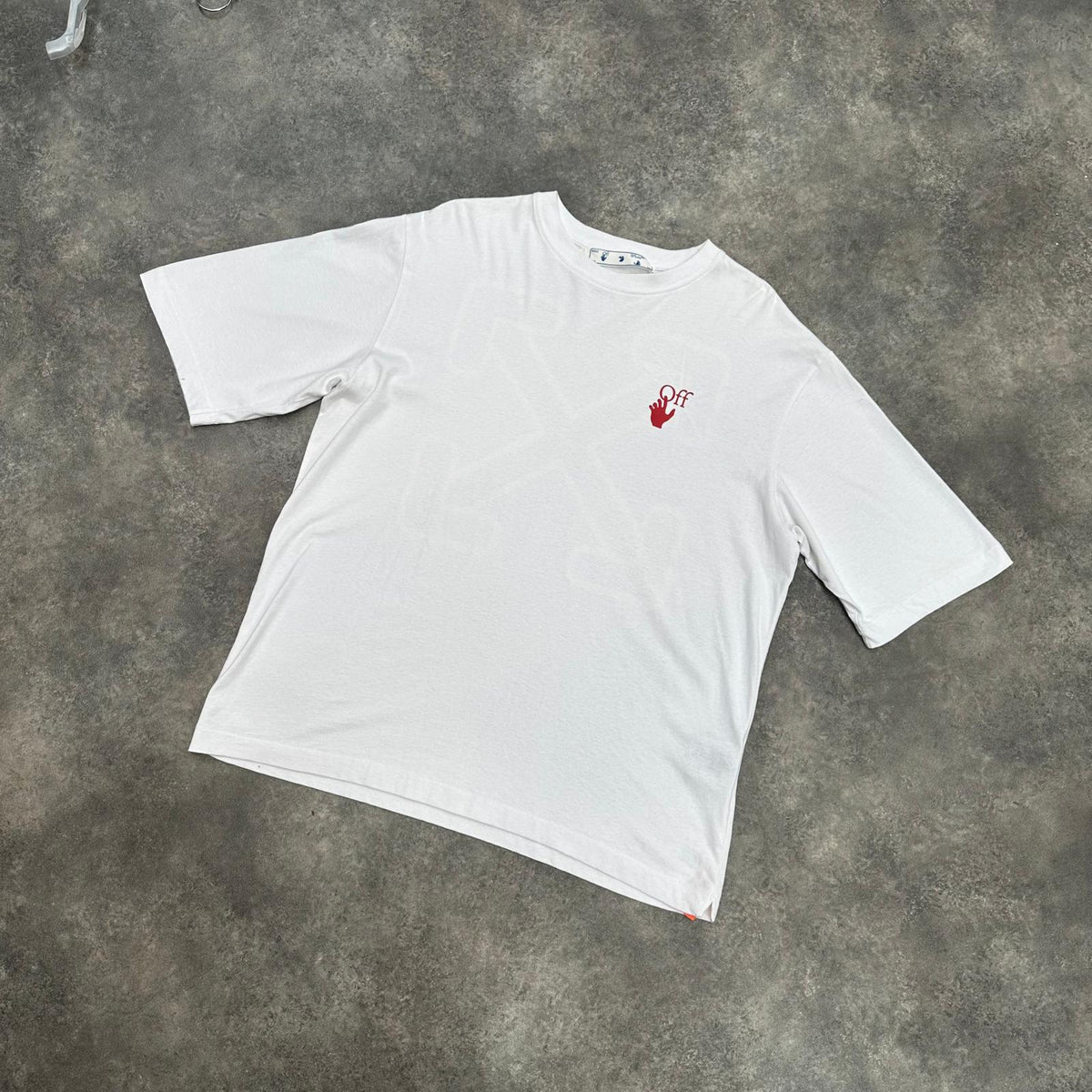 OFF WHITE RED SKATE LOGO ARROWS T-SHIRT WHITE