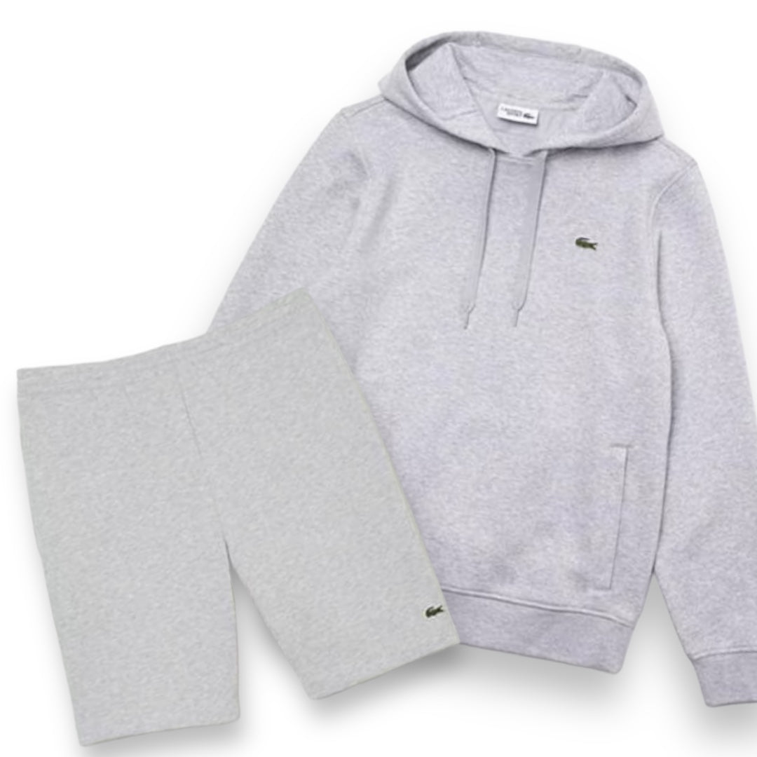 LACOSTE HOODIE & JERSEY SHORTS SET GREY