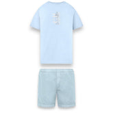 CP COMPANY SAILOR LOGO T-SHIRT & PATCH SWIM SHORTS SET LIGHT BLUE